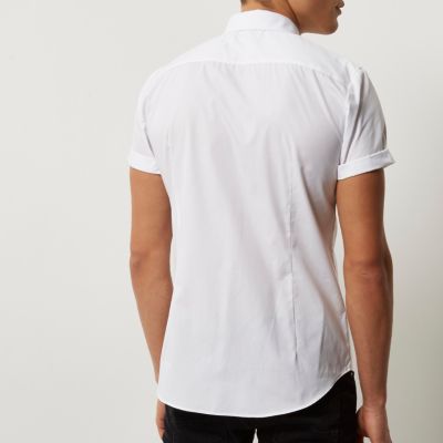 White penny collar smart slim fit shirt